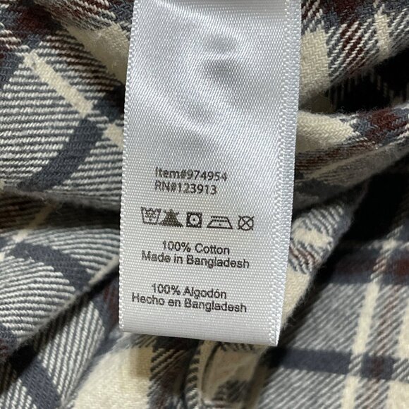 JACHS Men's Button Down Flannel Shirt Plaid Grey Brown XLT Tall - Picture 6 of 7